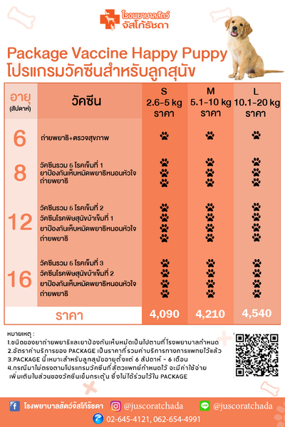 แพ็กเกจวัคซีนลูกสุนัข